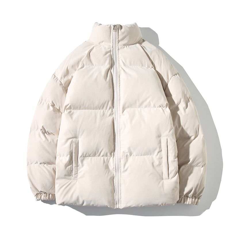 Winter Men Parka Coat Thicken Warm Jacket Women Fashion Stand Collar Coat Street Solid Color Cotton Couple Parka Male