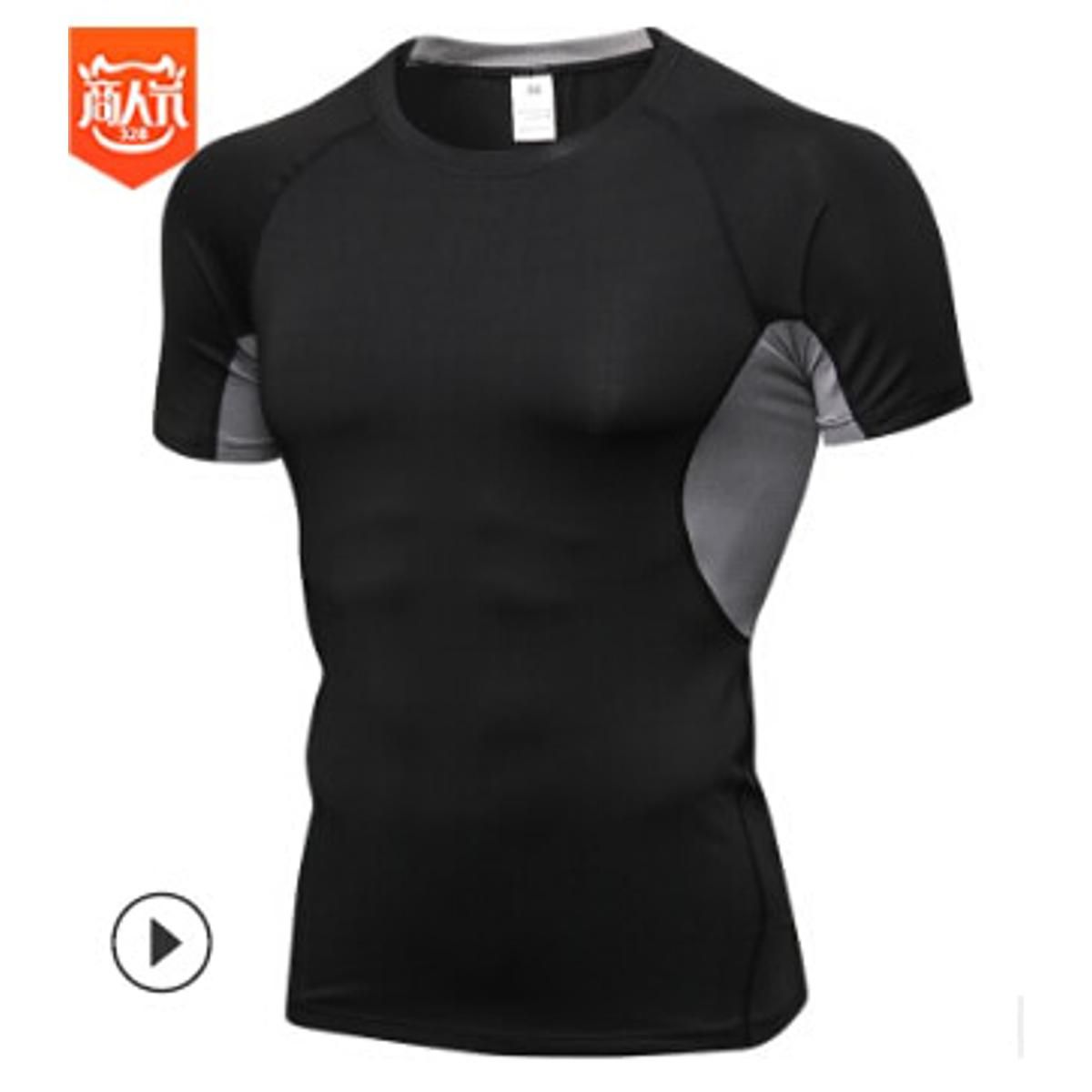 Men Short Sleeve Fitness Elastic Running Sport T-shirt Compression Shirts Bodybuilding Apparell Tights Quick Drying Tops S-2XL