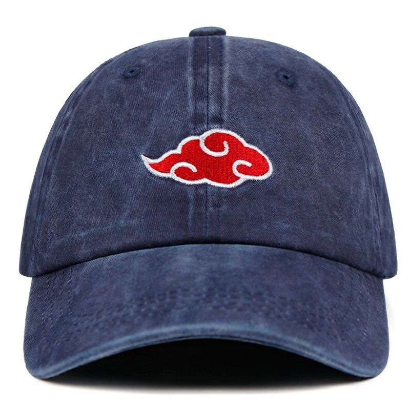 Latest washed denim Dad Hat Akatsuki Logo Anime Dad Hat Uchiha Family Logo Embroidery Caps Black Snapback Hats