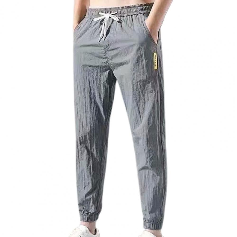 Men Pants Solid color Drawstring Summer Ankle Tied Pockets Trousers for Sports Gym Workout Jogging Sports Pants essentials