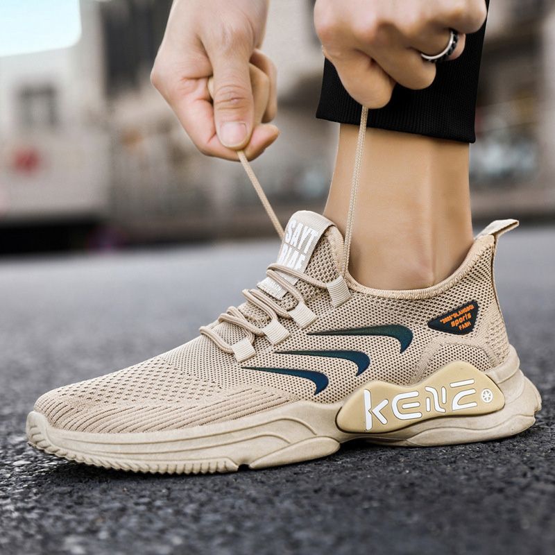 Male Sports Shoes Breathable Flying Weave Mesh Casual Shoes