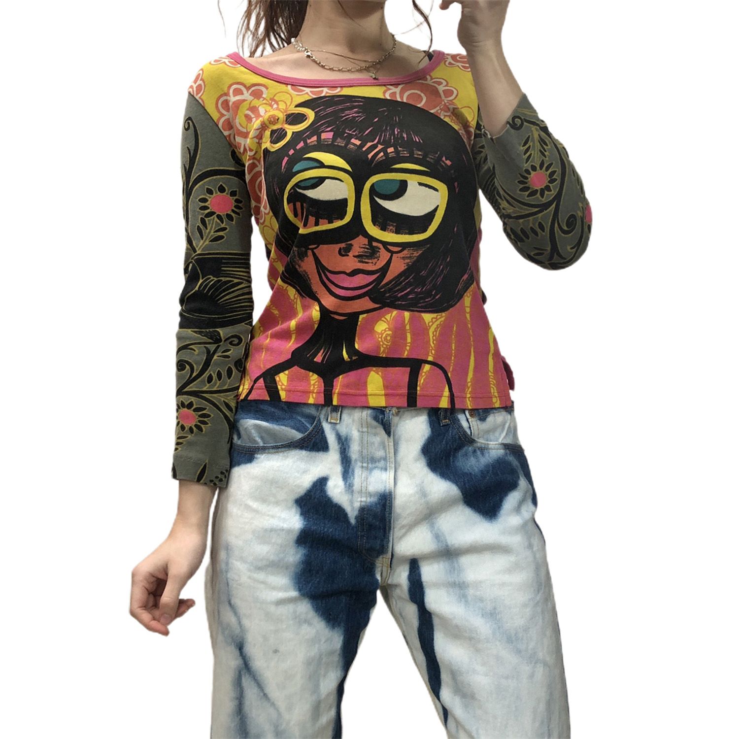 Women's Spring Autumn Slim Tops Long Sleeve Round Neck Cartoon Print Casual T-shirt