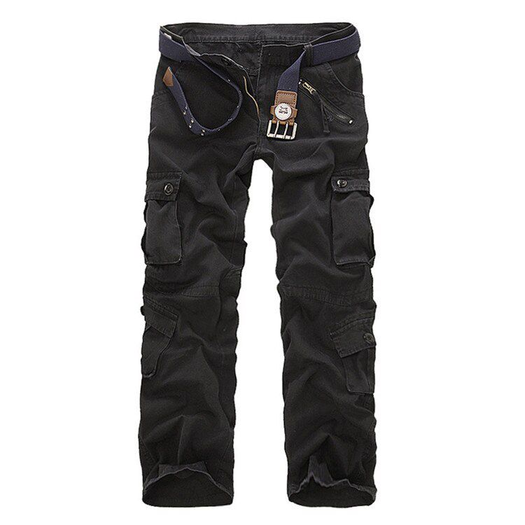 New Brand Cargo Pants Men  Straight Trousers Mens Casual Cotton  Multi-cket Long Pants  Washed Trouers