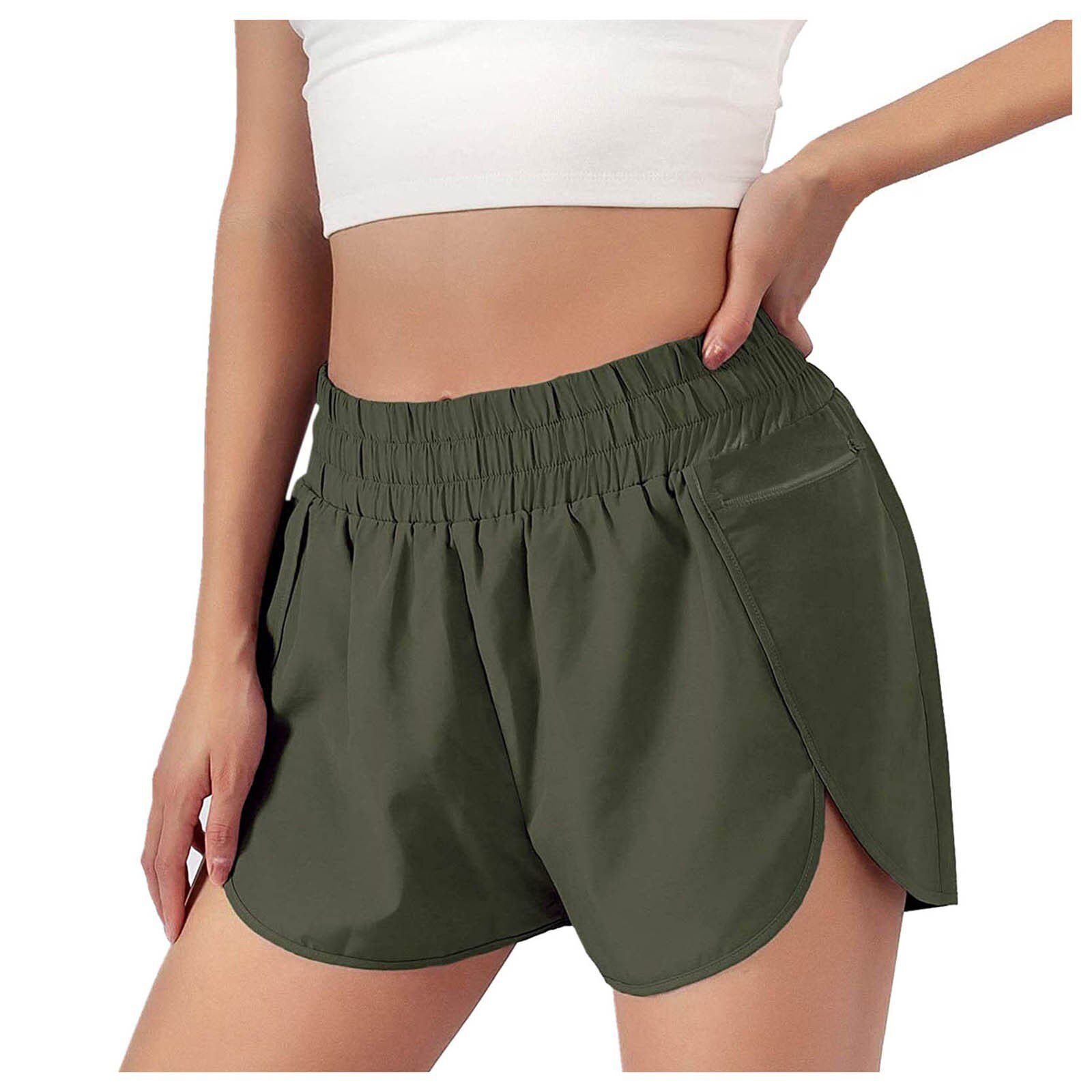 Womens Athletic Workout Shorts Elastic Waist Running Pockets Shorts Workout Fitness Yoga Leggings Briefs Athletic Breathable