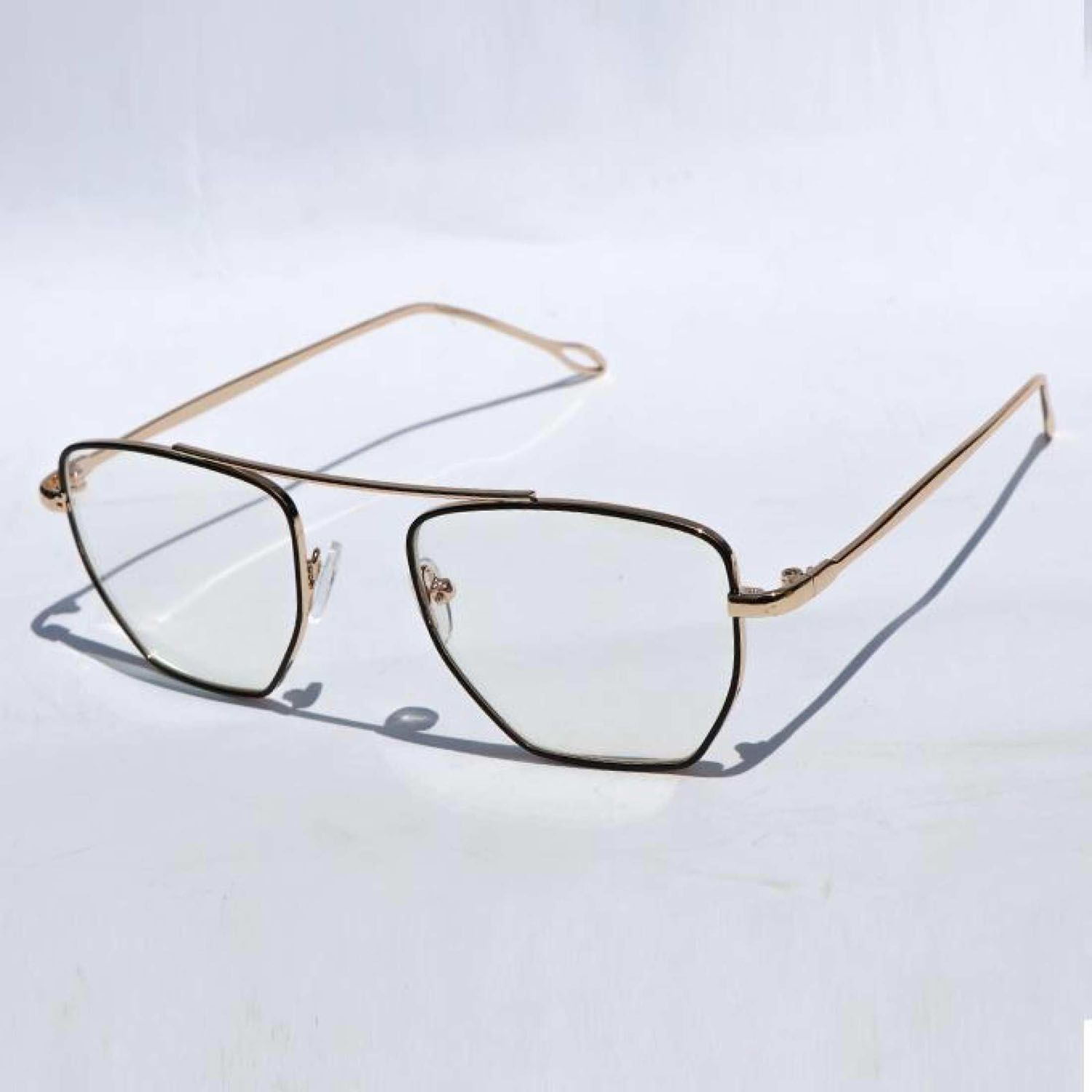 Black And Golden Steel Unisex Fashion Glasses