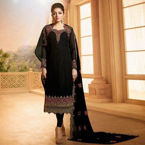 Unstitched Black Georgette Salwar Kameez For Women