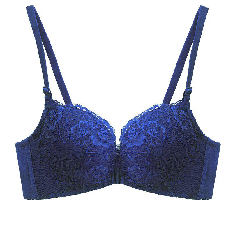 Queenral Front Closed Bras Women Underwear 32-38 BC Cup Lingerie  Lace Embroidery Flora Bralette Push Up Brassiere BH 2018