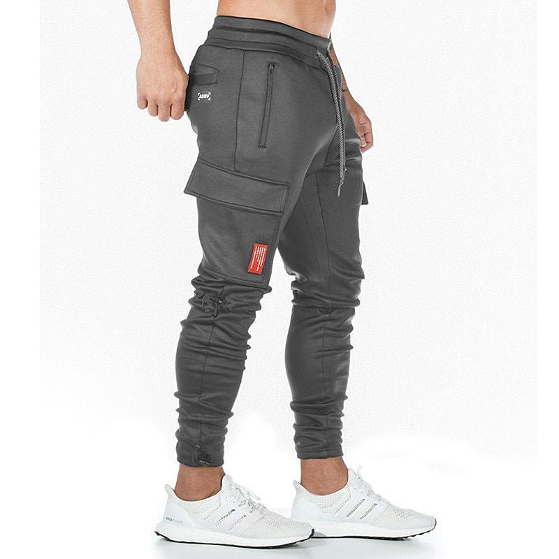 Men's Multi-pocket Fitness Sport Trousers Outdoor Gym Running Training Slacks Jogging Squats Casual Sweatpants Cargo Pants