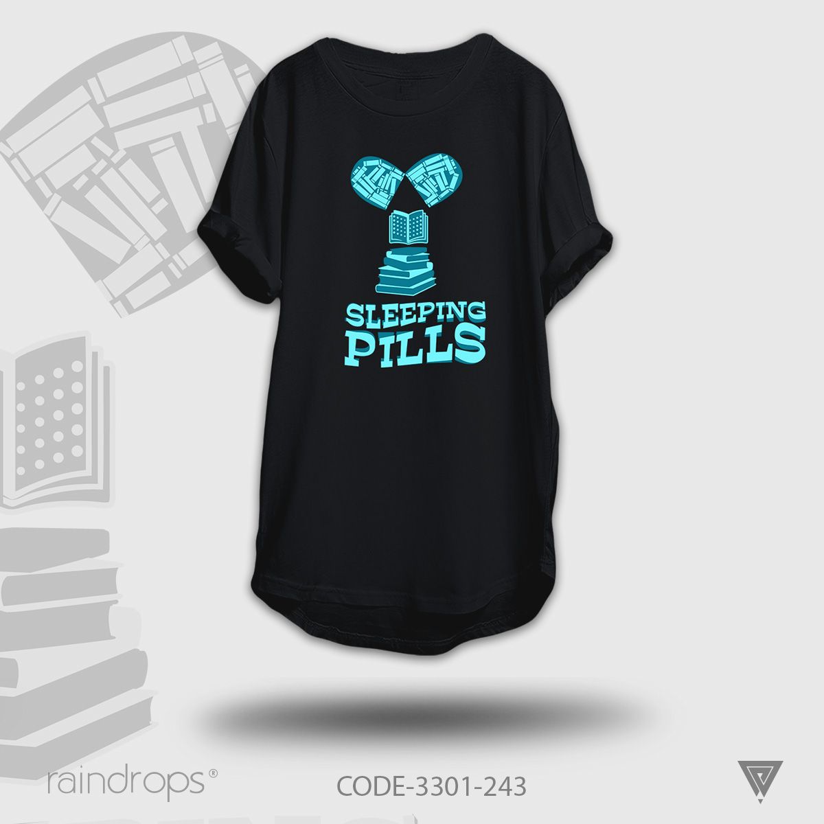 Raindrops Premium T-shirt Sleeping Designed Half Sleeve Black T-shirt For Woman