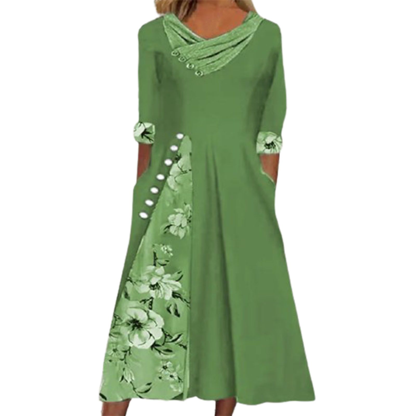 Women Dress V Neck Tamentd Waist Dress