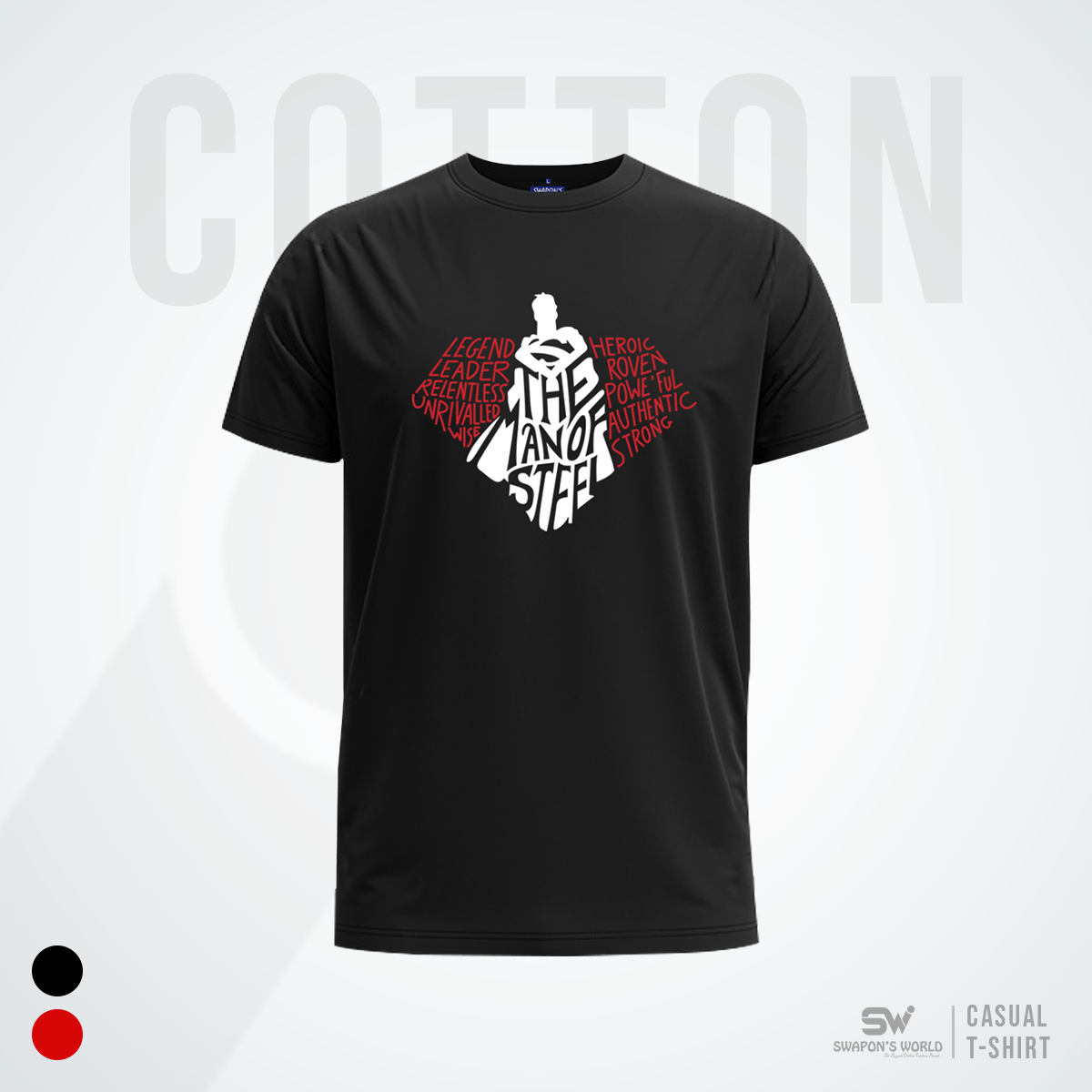 Man of Steel Cotton T Shirt By Swapon's World-14119T - T-Shirt For Men