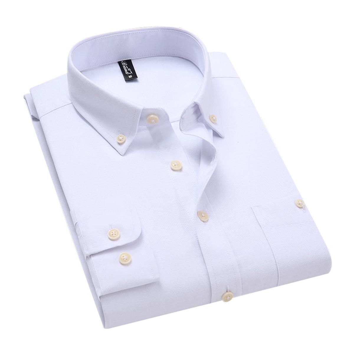 BROWON Autumn Formal Button Up Shirt Men 2021 Long Sleeve Turn-down Collar Solid Color Business Dress Shirt Men Plus Size 5XL