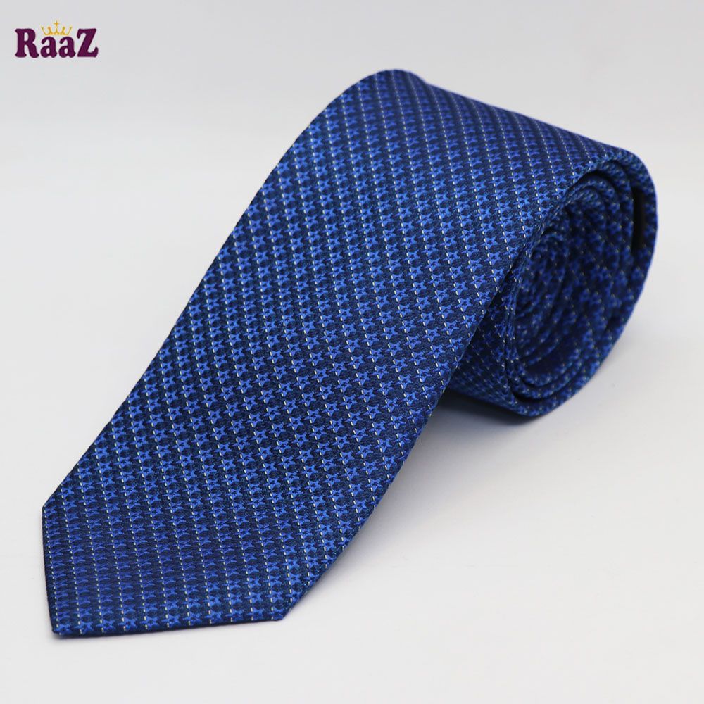 Navy Blue Glossy Star Embroidered Men's Tie