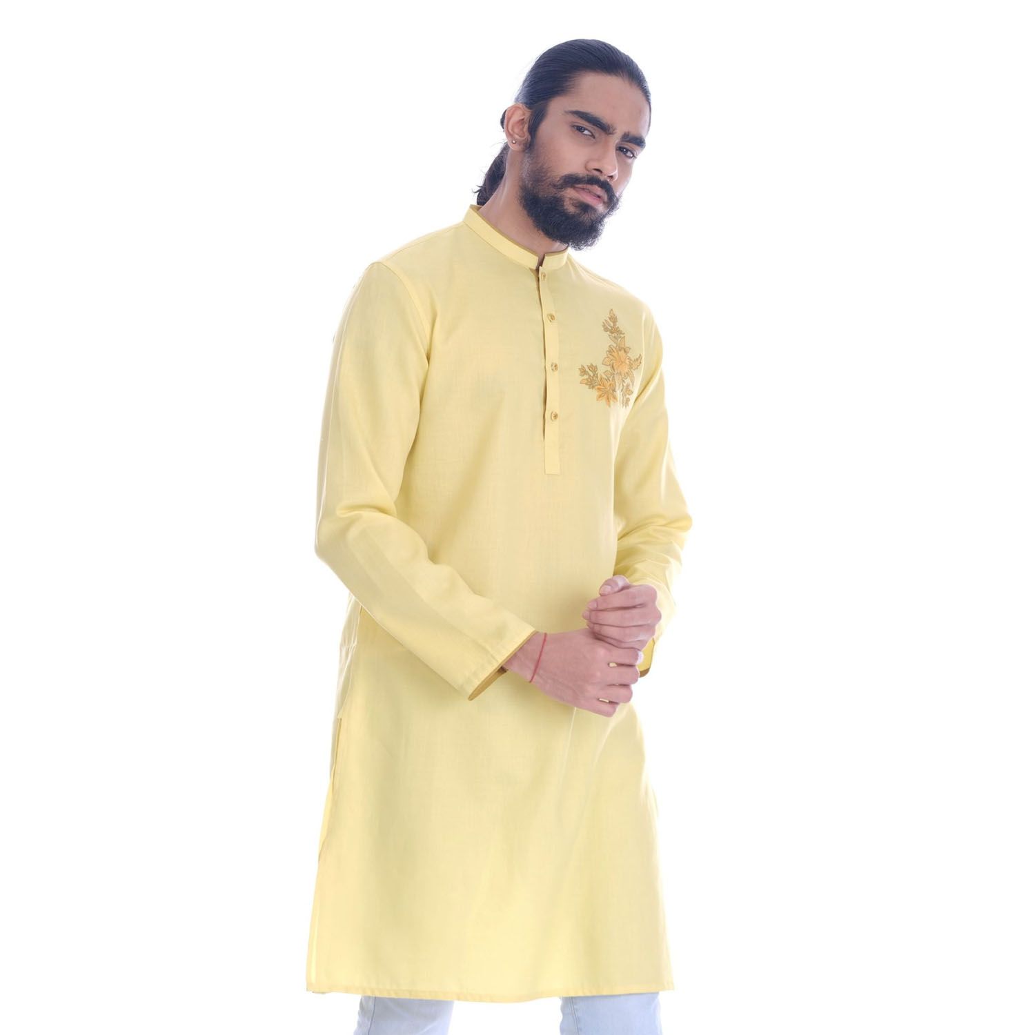 FASHIONABLE MEN'S LIGHT YELLOW PANJABI (MP203)