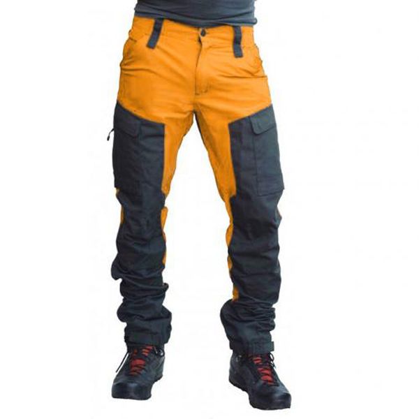 Men Casual Joggers Pants Solid Thin Cargo Sweatpants Male Fashion Color Block Multi ckets Srts Long Cargo Pants Work