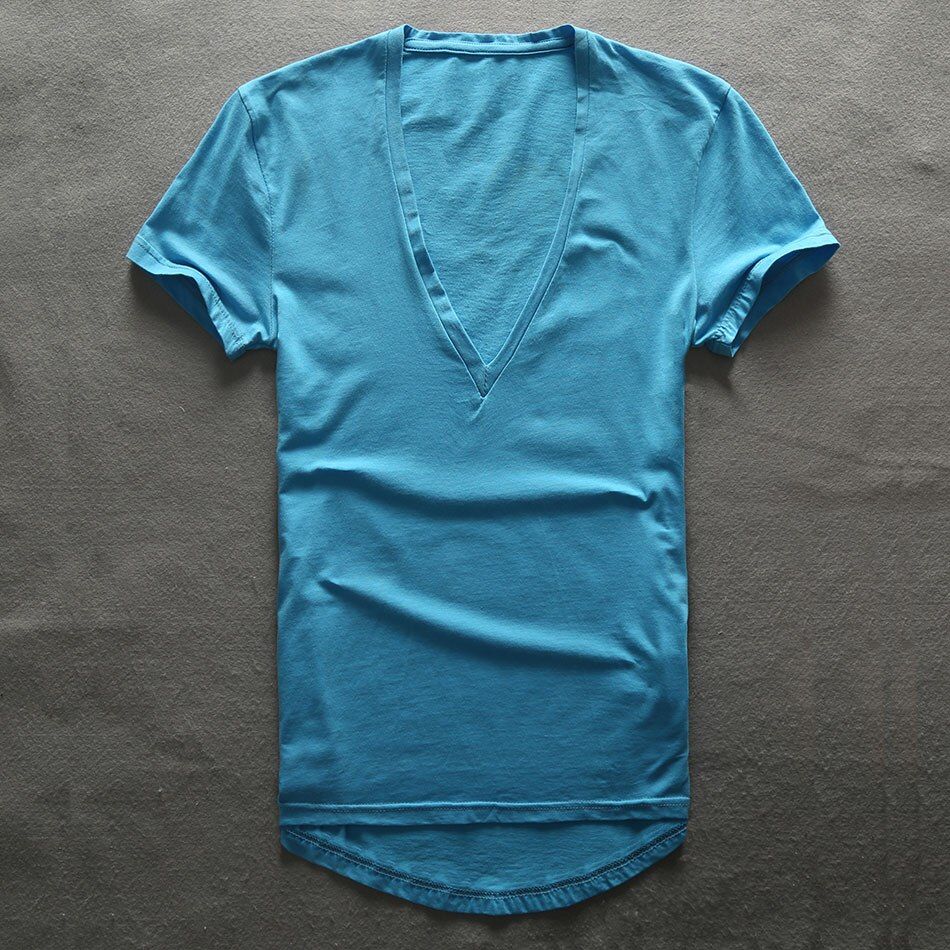 Deep V Neck T-Shirt Men Plain V-Neck T Shirts For Men 2017 Fashion Compression Top Tees Male Fathers Day Gifts