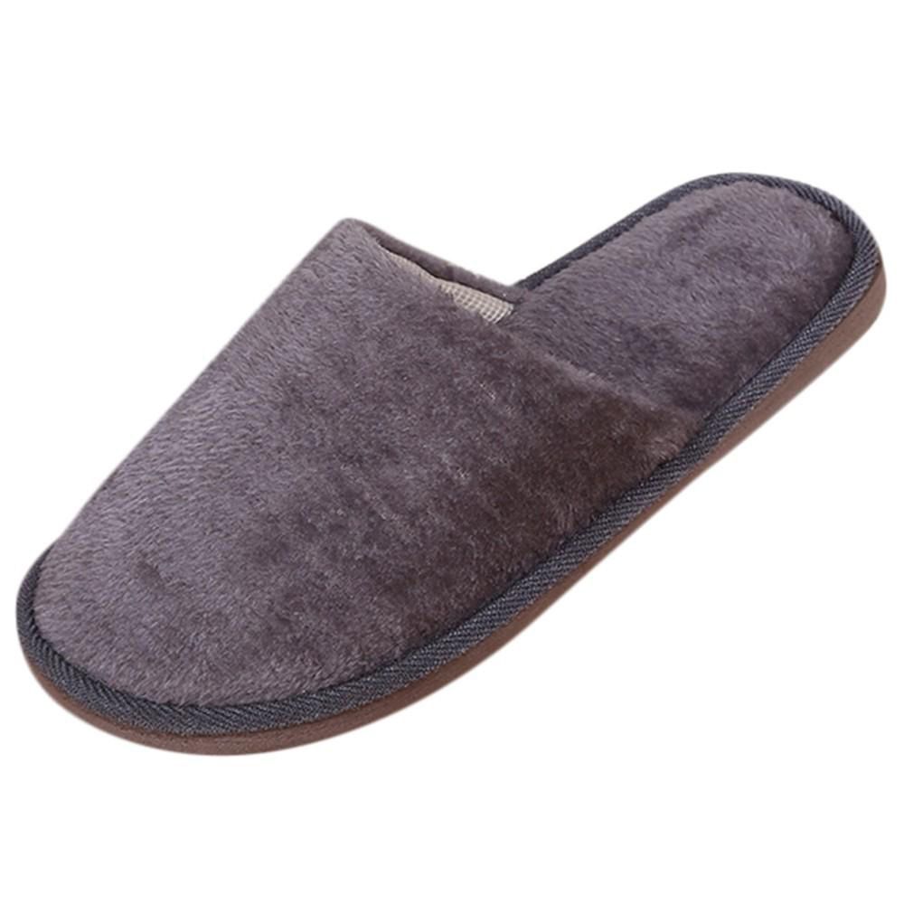 Men Warm Home Plush Soft Slippers IndoorsAnti-slip Winter Floor Bedroom Shoes