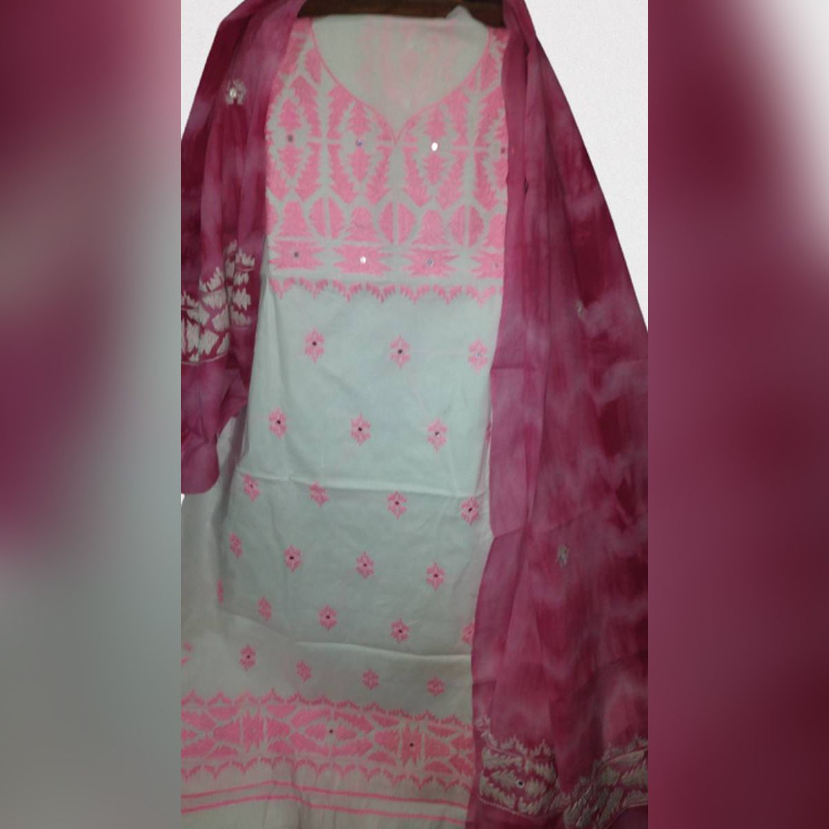 Fashionable Handcraft Unstitch Cotton Traditional Salwar Kameez for Women, Jamalpur Hosto Shilpo