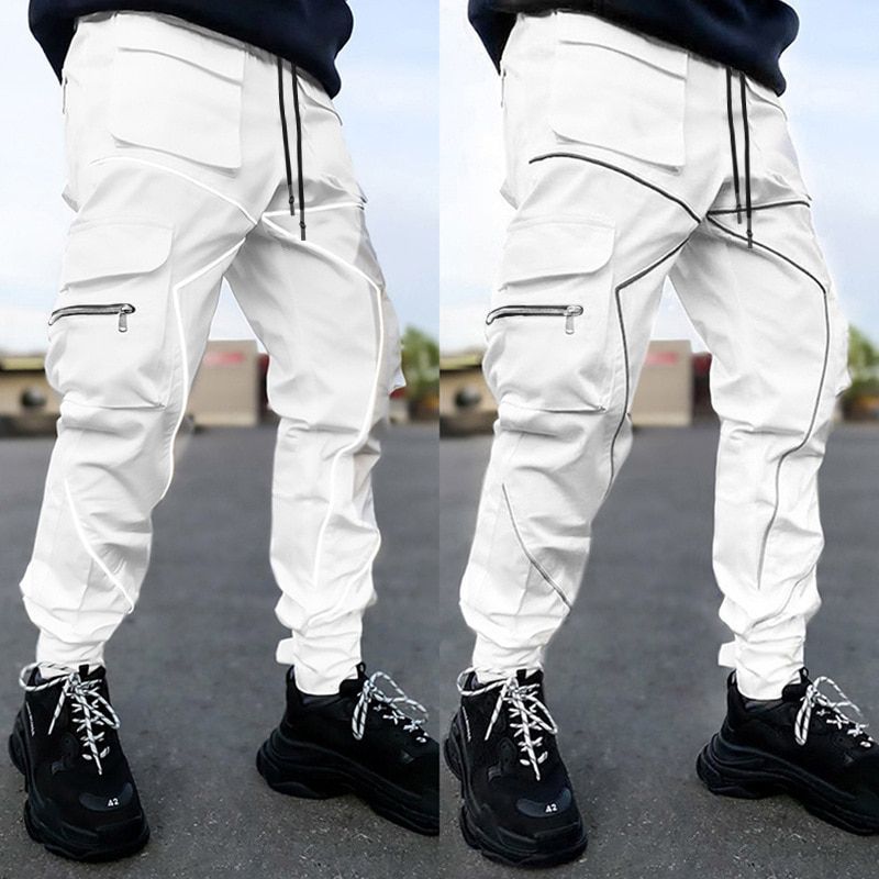 Men's Reflective Cargo Pants New Hip Hop Casual Joggers Trousers Multi-Pocket Men Sweatpants Streetwear Sports Pant M-3XL