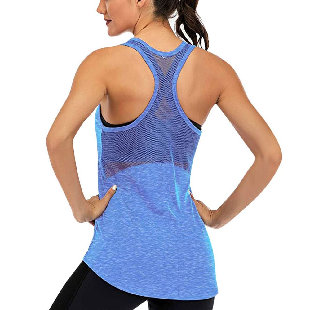 Workout Women Tank Tops Mesh Back Fitness Shirts Sleeveless Workout Running T Shirt Quick Dry Sports Vest