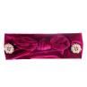 Uni Solid Color Rabbit Ear Soft Knotted Faux Pearl Buttons Hairband Headband