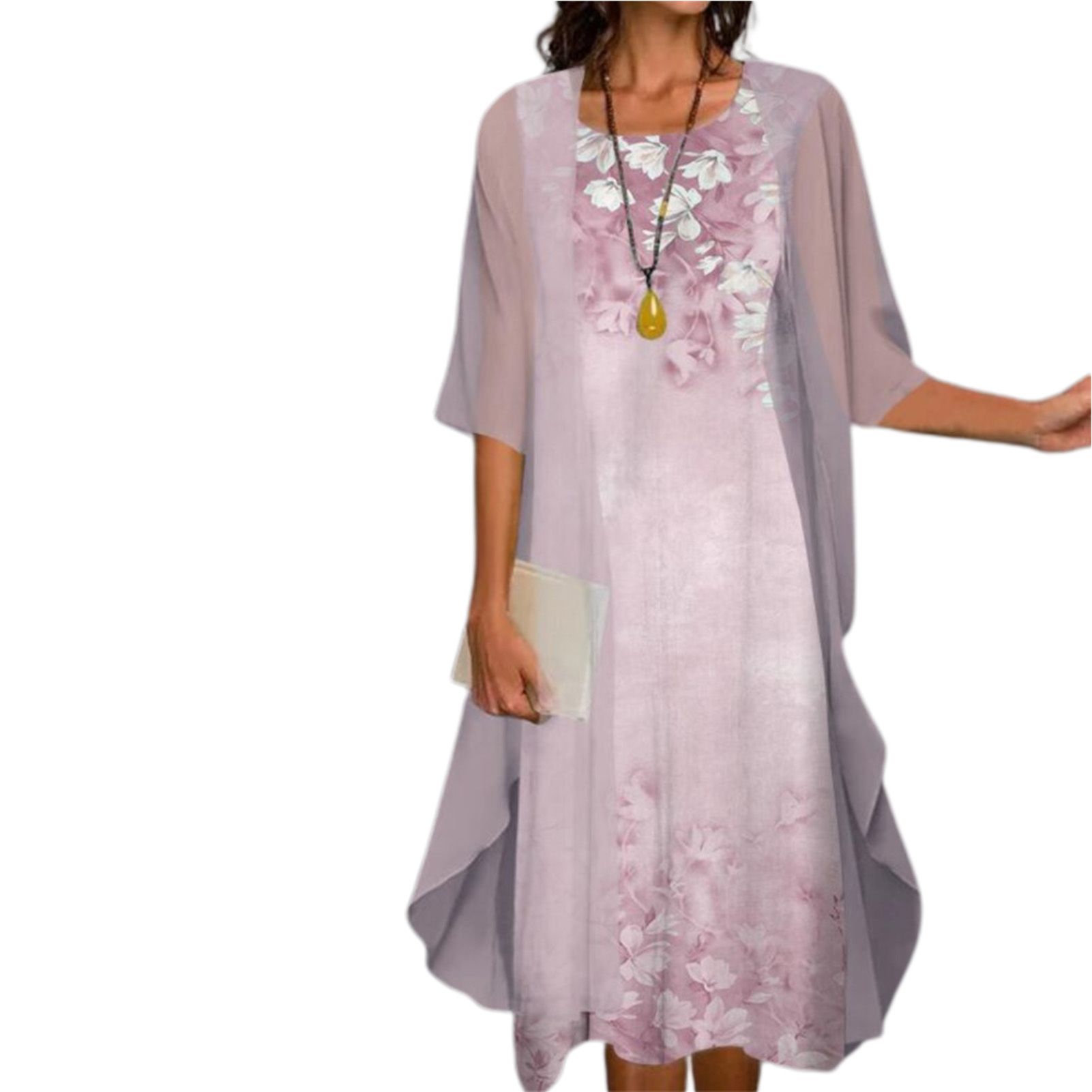 Office Lady Cardigan Dress Round Necks Elegant Crew Neck Dress Set