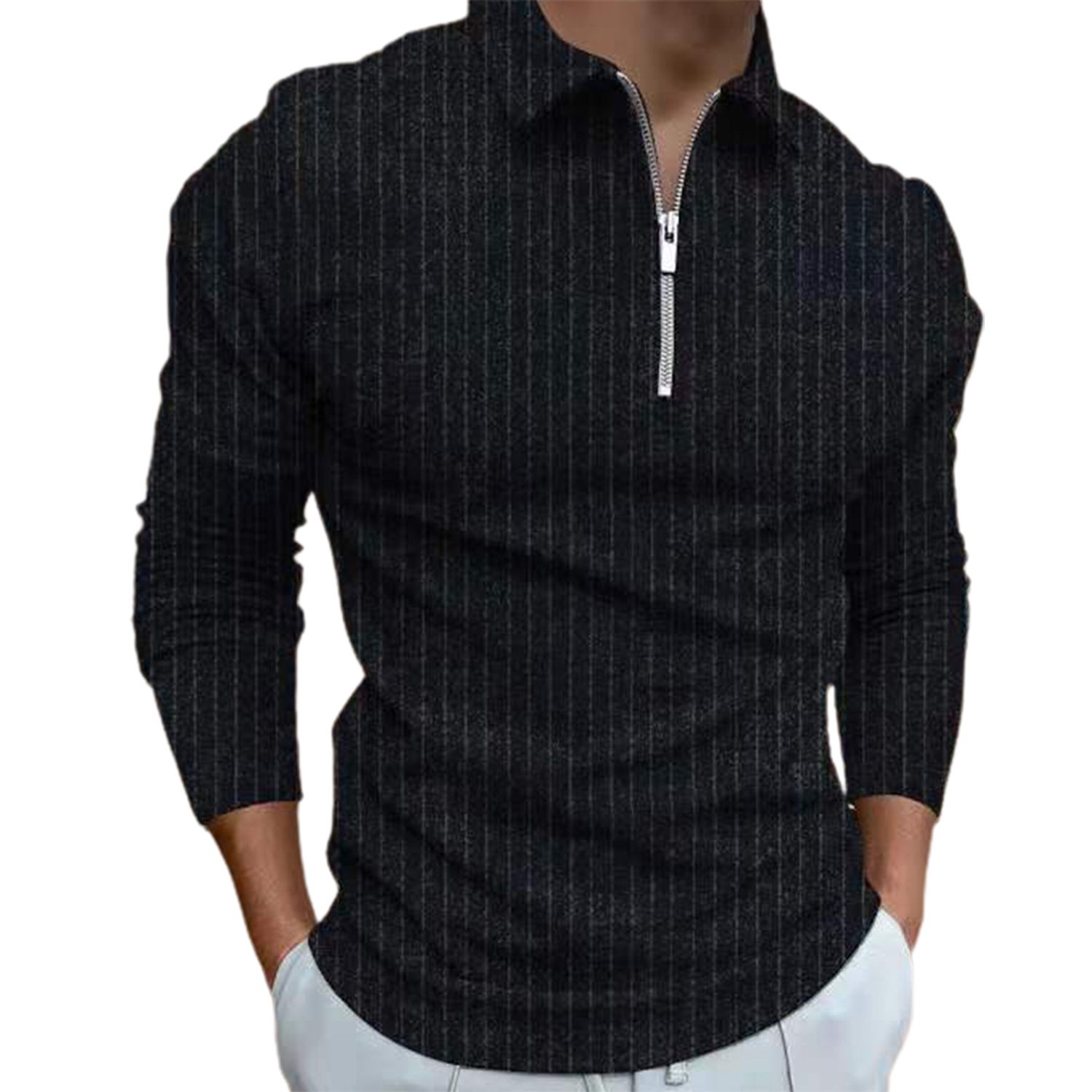 Casual Shirt Turn-down Collar Vertical Stripe Simple Men Top
