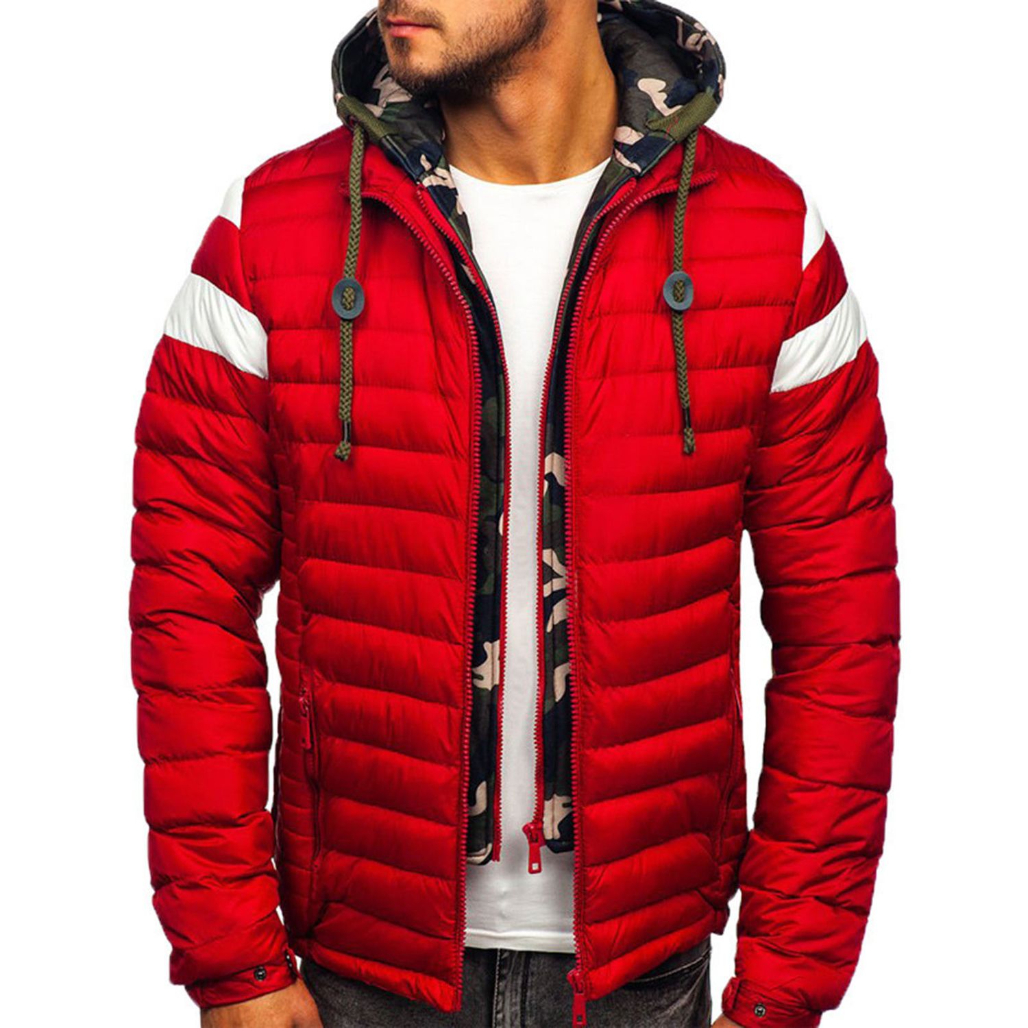 Sunnyheart Winter Coat Contrast Colors Warm Casual Men Coat For Men