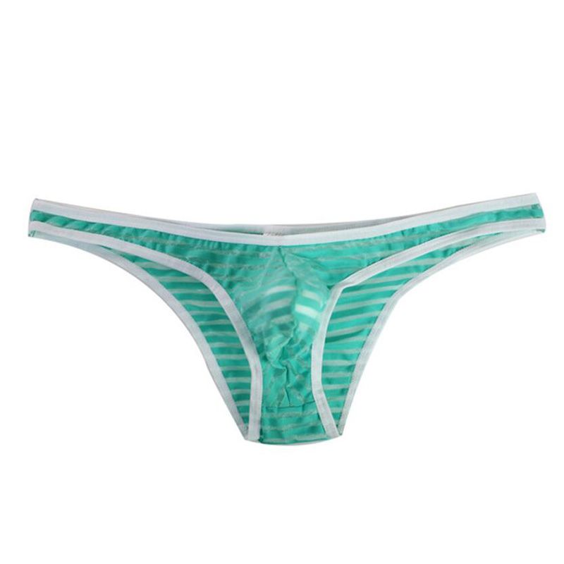 Man Hot Sexy Tight-Fitting Low-Waist Briefs Male Striped Mesh Breathable Healthy Comfortables High-Quality