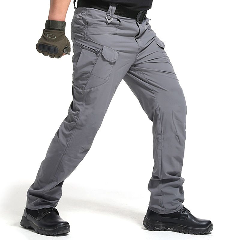Men Waterproof Work Cargo Long Pants with Pockets Loose Trousers Many Pockets S-3XL