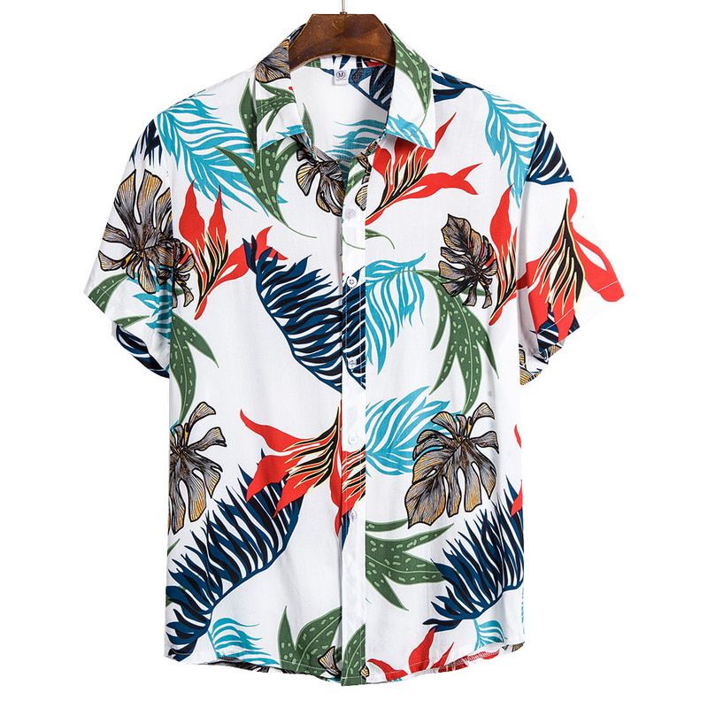 Quality Harajuku Beach Men Short Sleeve Hawaiian Shirt Casual Summer shirt Men Blouse Loose Surfing Chemise Homme