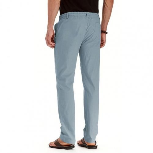 Breathable  Classic Solid Color Elastic Waist Men Suit Pants Quick Drying Business Trousers Drawstring   for Business Party