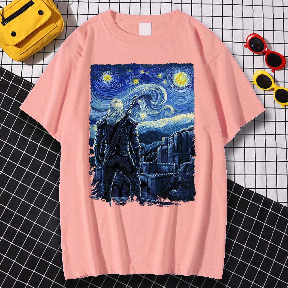 Starry KMorhen Prints 2021 New Male T-Shirt Couple Quality T-Shirts Summer Loose Tee Clothing Vintage Brand Tops For Men