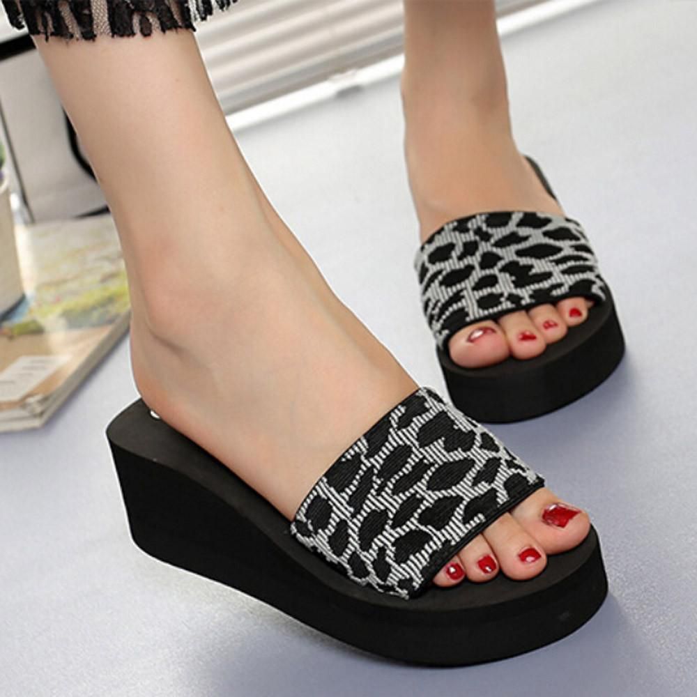 【ALLGOOD】Summer Women Shoes Platform Bath Slippers Wedge Beach Slope Flops Slippers Shoes