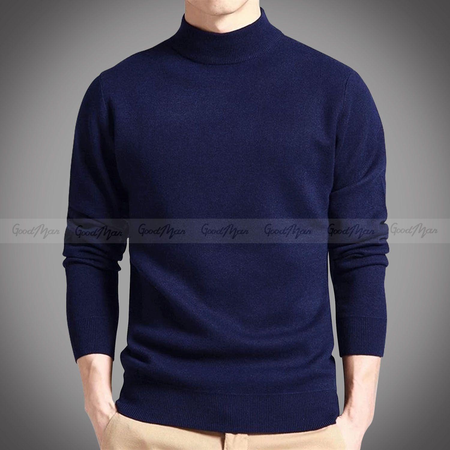 Solid Navy Blue Color Cotton Full Sleeve Sweater For Men - Sweater For Men