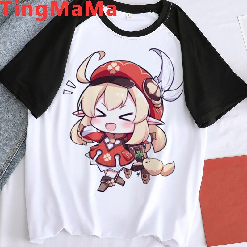 Cute Genshin Impact T Shirt Men Hot Game Graphic Tees Kawaii Summer Tops Harajuku Cartoon T-shirt Funny Keqing UniMale