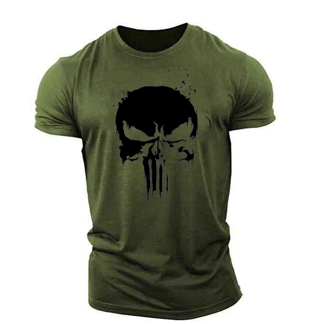 Men's Printed Casual T-Shirt Men's Shirt Casual Loose Skull  Hop Short Sleeve Fitness Loose XL Short Sleeve Fitness Top