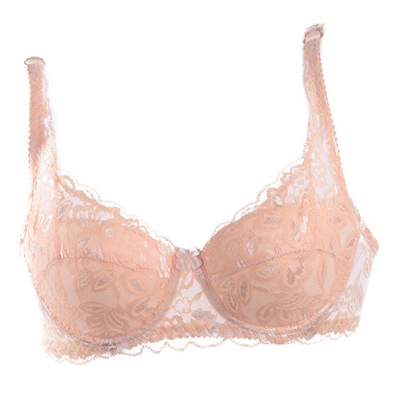 Ladies Women  Underwear 3/4 Cup Padded Lace Sheer Bra Women Intimates Female Lingerie Brassiere lace top