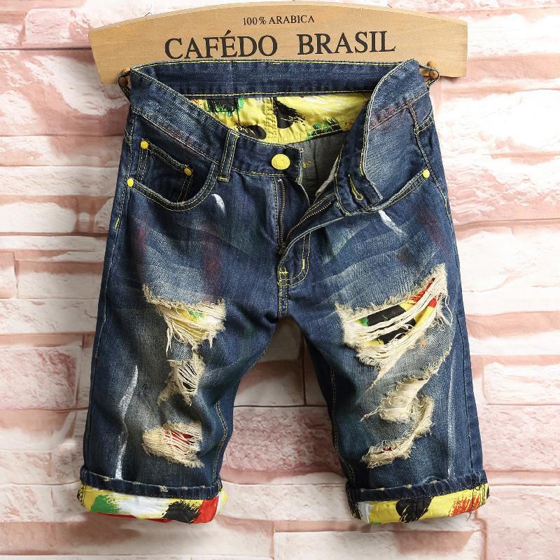 New Fashion Mens Ripped Short Jeans Brand Clothing Summer Cotton Shorts Breathable Denim Shorts Male