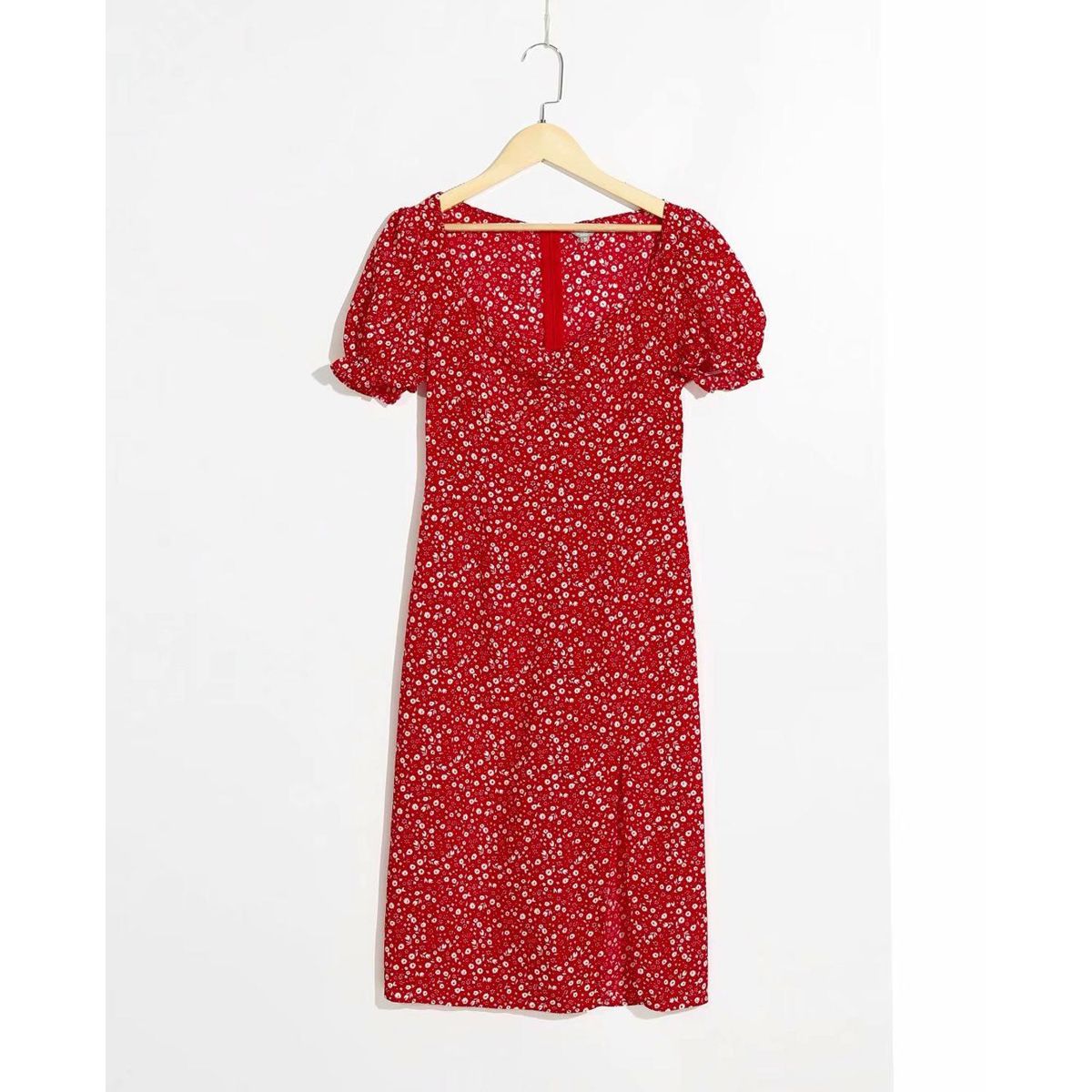 Bazaleas Retro Split midi vestido Vintage Navy Floral Print party dress Holiday Summer Beach Dress
