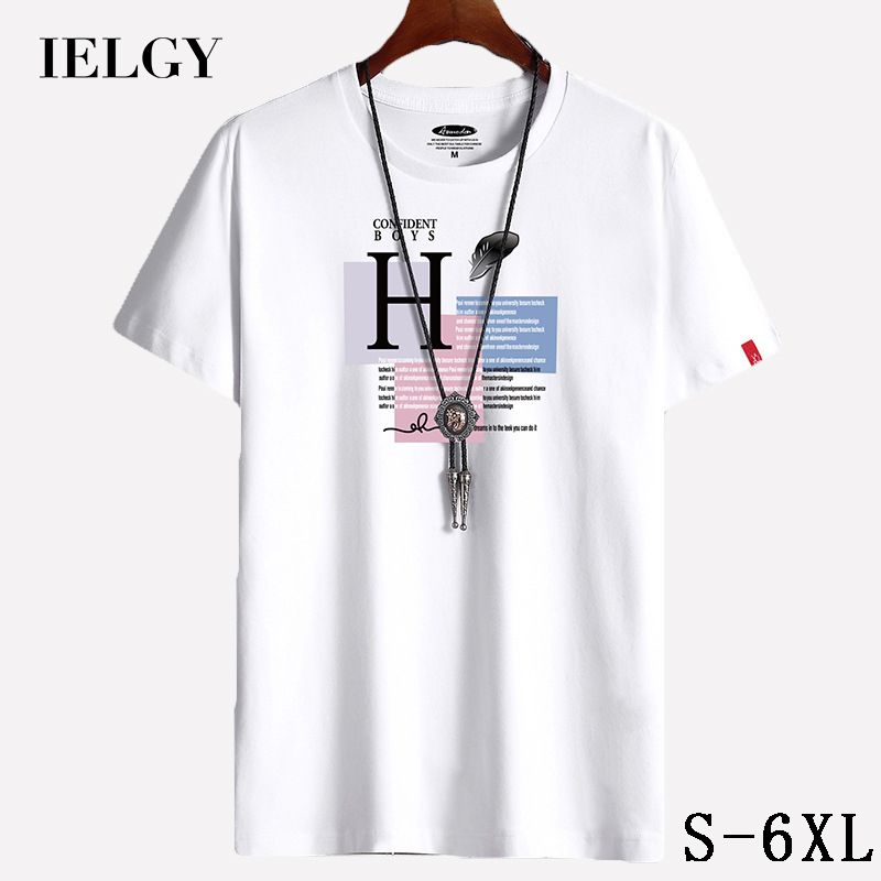 IELGY Men's short-sleeved T-shirt Korean trend cotton round neck loose plus size bottoming shirt