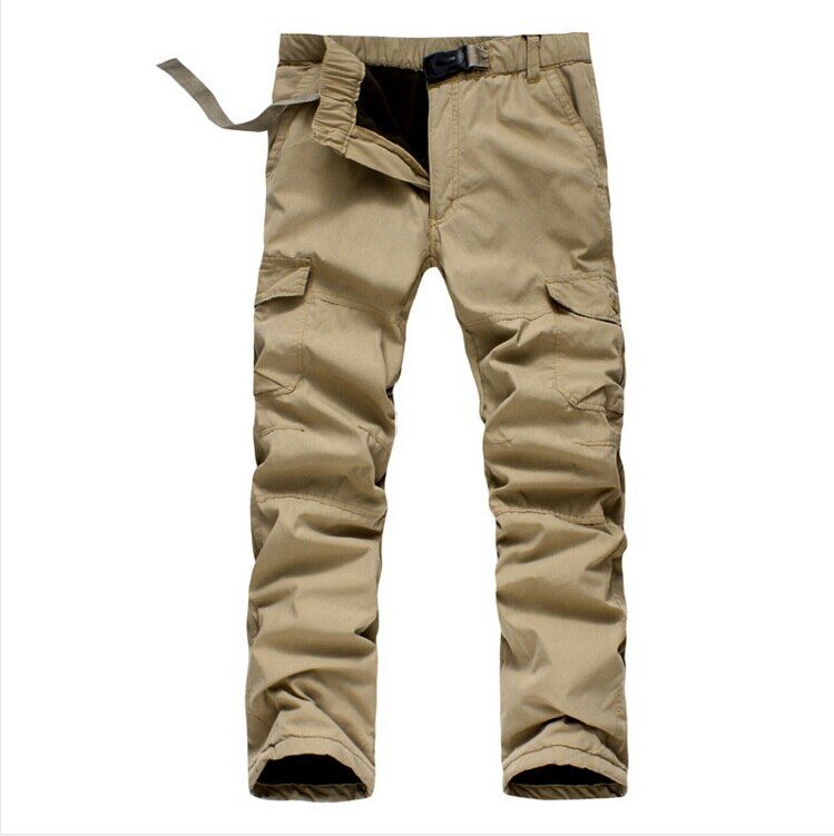 Men's Winter Warm Thick Pant Double Layer Fleece    Tactical Cotton Long Trouser Male Baggy Cargo Pant Men