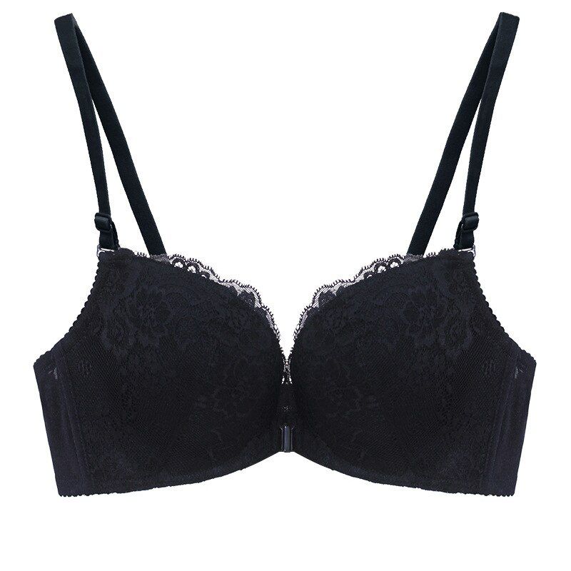 GUMPRUN Lace Bra Wire Free Front Closure Underwear Women Adjustable  Lingerie Lace Bras For Women Breathable Push Up Bra