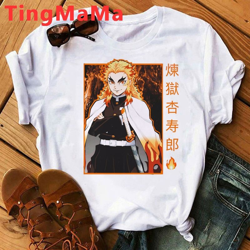 Jnese Anime Demon Slayer T Shirt Men Kawaii Kimetsu No Yaiba Cartoon Movie Rengoku Graphic Tees Tanjirou Kamado Tshirt Male
