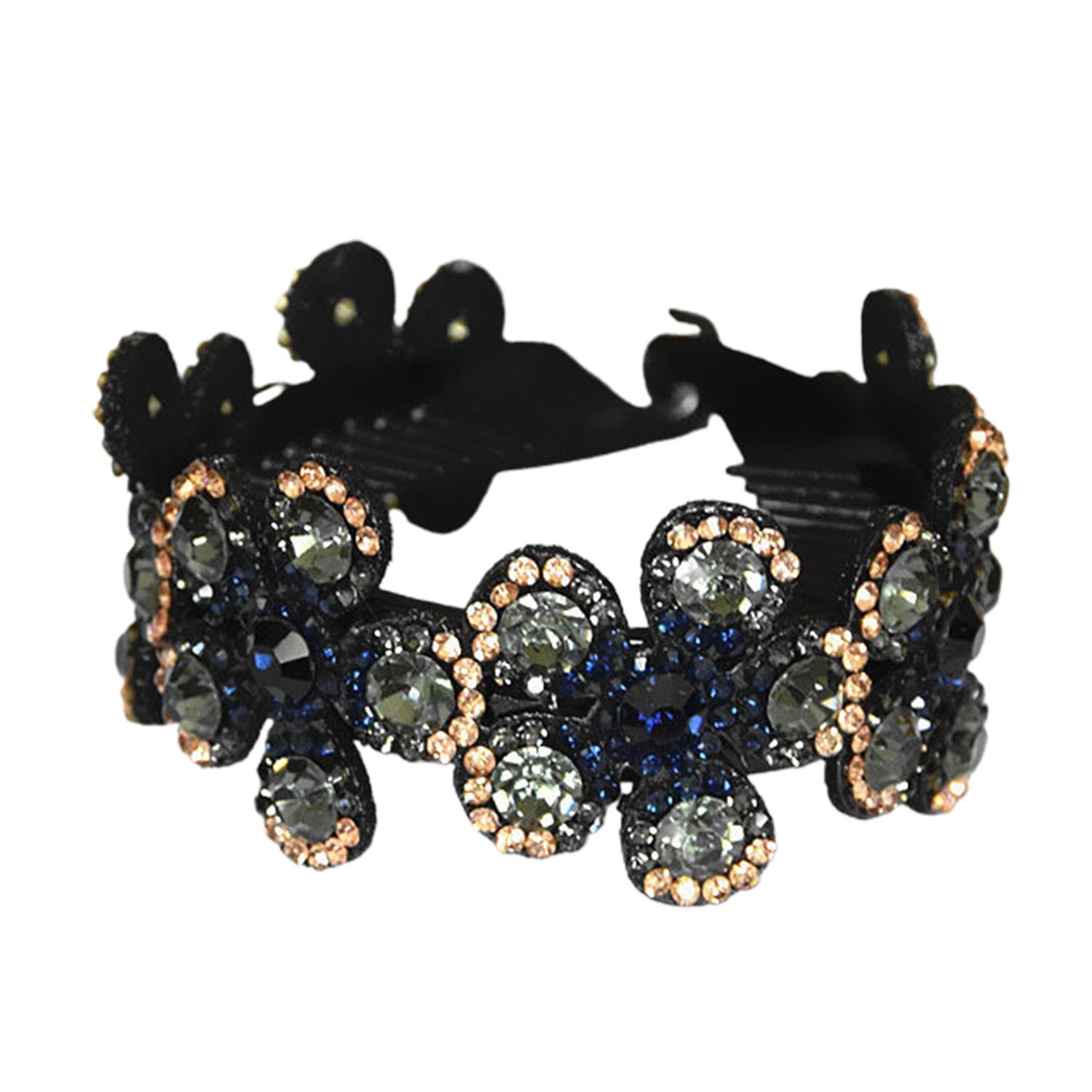 Bun Hairband Elegant Rhinestone Flower Meatball Head Hairpin