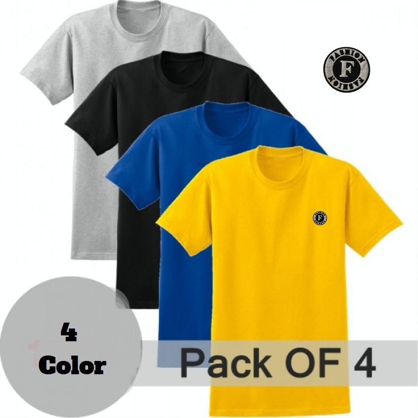 Bundle of 4 Color Summer Season Suitable Cotton T-Shirt for Men