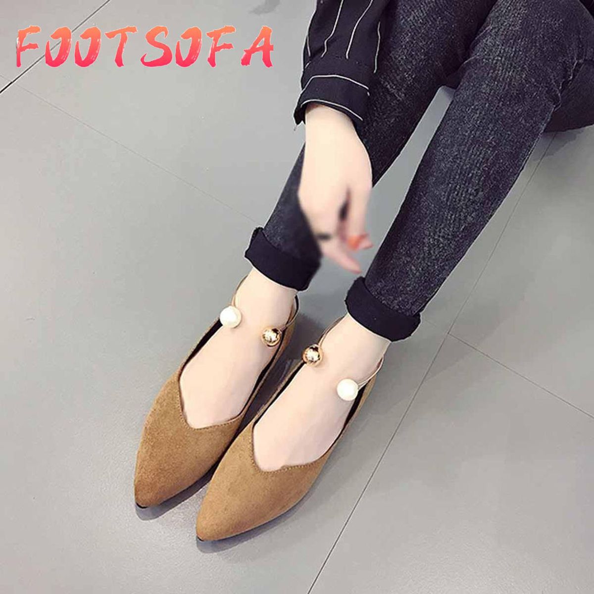 Korean Style Women Sandals Women Pointed Toe Flat With Shoes Shallow Mouth All-Match Side Empty Sandals Fashion Shoes Work female shoes women shoes