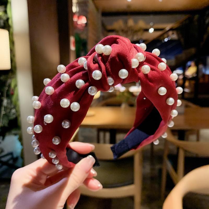【ALLGOOD】Korean New Women's Headband Fashion Quality Full Pearl ted Hair Hoop Solid Color Headwear Network Red Hair Accessories