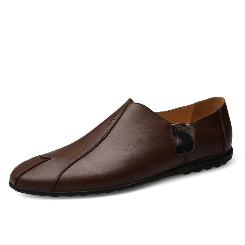 Leather Men Casual Shoes Mens Loafers Moccasins Breathable Slip on Black Driving Shoes Plus Size 38-47