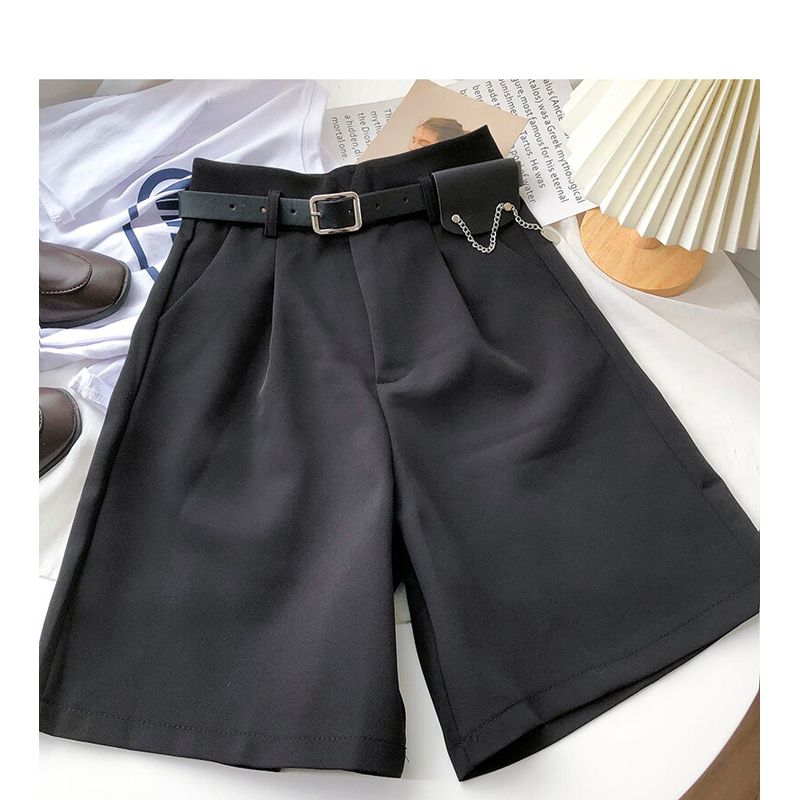 High Waist Shorts Sashes Belted Shorts Women Loose Pockets Spring Summer Casual Streetwear Fashion
